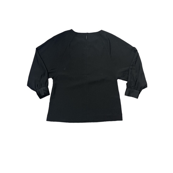 J.Crew Womens Black V-neck Satin Backed Crepe Keyhole Blouse - Picture 2 of 3